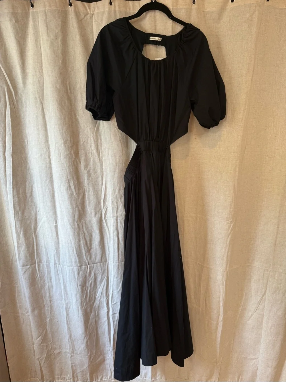 Abercrombie & Fitch Black Maxi Dress with Puff Sleeves